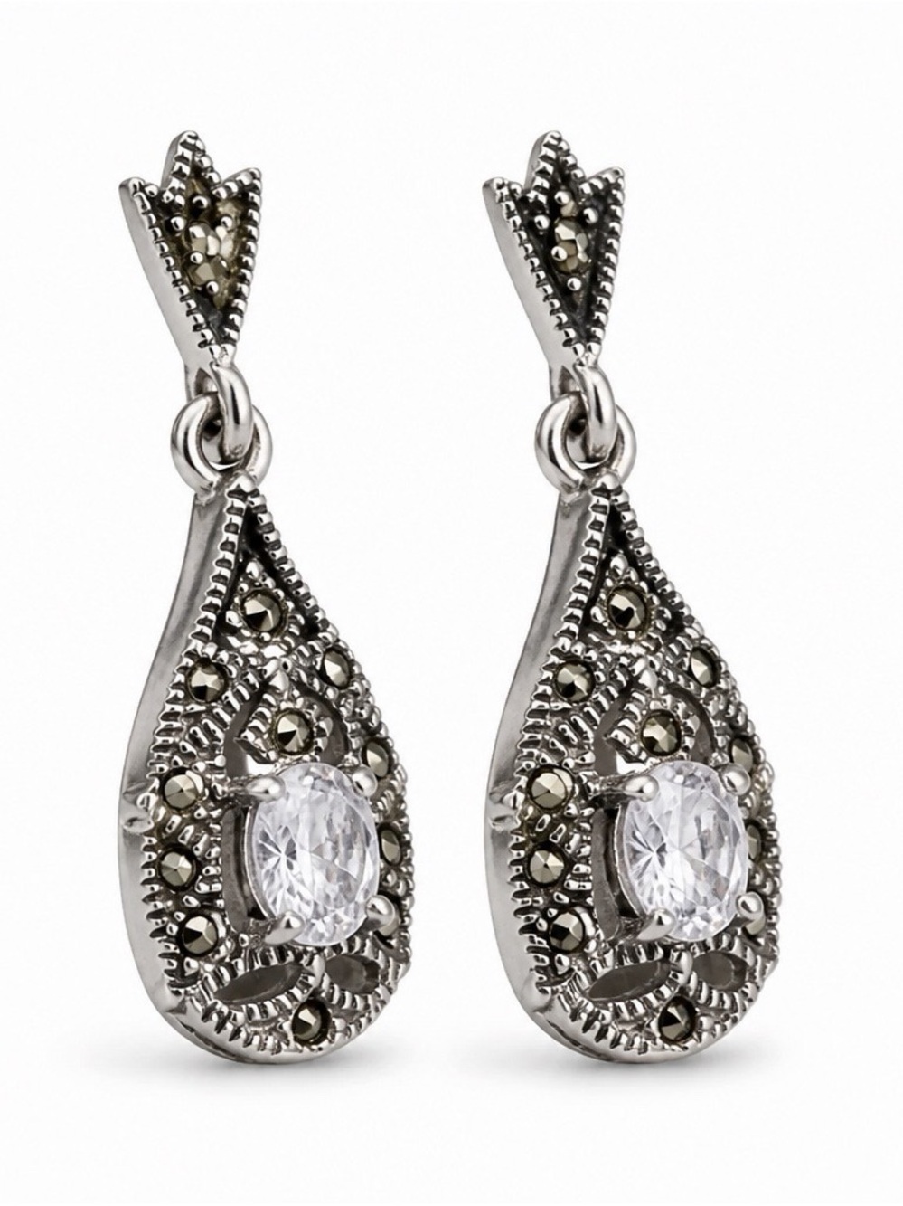 Vintage Charles Winston Marcasite .925 Sterling Silver Art Deco